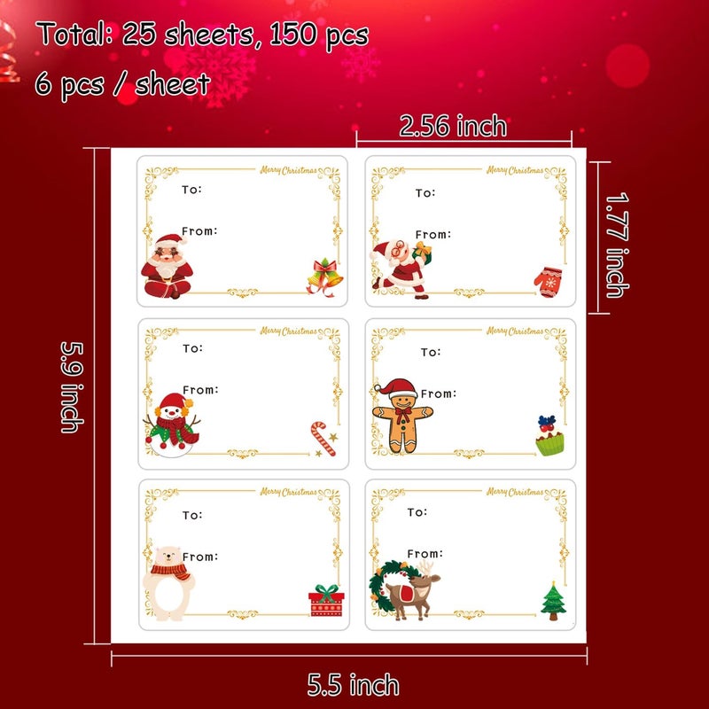 Ccswybf 150 Pcs Christmas Tags, Self Adhesive Xmas Gift Tags Christmas Labels Stickers Christmas Name Labels for Present Party Bags Cards Envelope - Image 2